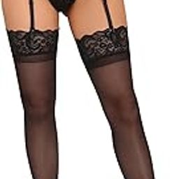 Lace Garter Belt for Thigh High Stockings Sock Suspender Women-Black, Free size-image-10