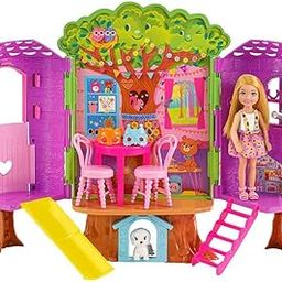 Barbie Chelsea Doll and Treehouse Playset with Pet Puppy, Dollhouse Includes Furniture and Slide, 10+ Accessories-image-11