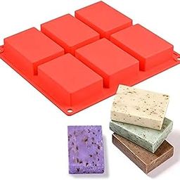 Sakin 6 Cavity Rectangle Shape Sharp Edges Soap Making Silicone Mould, Multicolor, 22.5 x 20.5 x 2.5 Centimeters-1