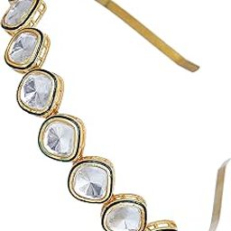 Gold Plated Kundan Hairband For Women-image-2