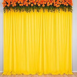 Party Propz Yellow Net Backdrop for Decoration - 2Pcs Haldi Decoration Items for Home, Backdrop for Pooja Decoration, Mehendi Decoration Setup, Festive Backdrop Decoration, Background Decoration Cloth-22