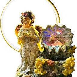 Clefairy Cute DollTabletop Water Fountains Indoor Waterfall with LED Light Zen Decor for Meditation with Fake Plants Feng Shui Decor for Good Luck Wealth-image-11