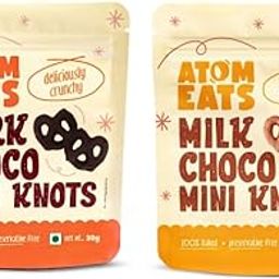 Dark Choco & Milk Choco Pretzels (Pack of 2) | 30g Each | Mini Salted Pretzel Knots Dipped in Dark and Milk Chocolate | Perfect Gourmet Snack for Sharing, Parties - Imported Chocolates, Versatile Delight | 100% Baked | Preservative Free | 60g-4