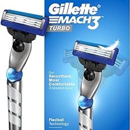Gillette Mach 3 Turbo Shaving Razor for Men | Most Comfortable shave | Flexiball & Dynamic Pivot for Safe shave | Anti-Friction Blades & Lubricating Strip for smooth shave and sensitive skin-9