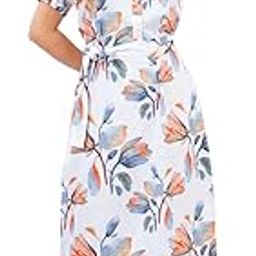 Buddy Leaves Below Knee Half Sleeves Tunic Dress Pure Cotton Collared, Comfort Fit, Trendy one Piece Dress.-image-9