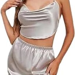 |Women's Nightgown Babydoll Sexy Lace Sleepwear Above The Knee Chemises Modal Nighty, Special For Honeymoon, First Date And Valentine's Day| M Silver-image-73