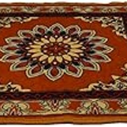Pack of 1| Pooja mat |puja| Sitting Asan| kusha|Velvet Prayer | Pooja aasan for Meditation & Sitting | Soft Floor Rug for Temple & Home | Traditional Square mat (2ft x 2ft) Golden-image-37