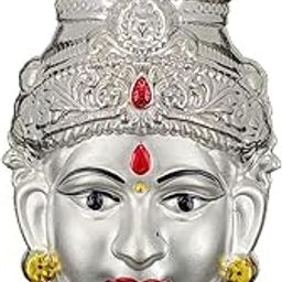 BENGALEN Lakshmi Devi Mukhota German Silver Matte 7 Inch Laxmi Idol Statue for Daily Pooja Occasion Puja Gifts Items for Temple Home Office and Festive Return Gift Items-image-53