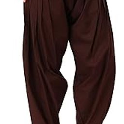 Semi Patiala Salwar Cotton One Side Pocket Traditional Indian Bottomwear Pant - Free Size Fit up to XXL - Brown-image-8