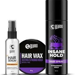 BEARDO Ultimate Styling Combo (Hair Serum 50 ml + Xxtra Strong Hold Crystel Wax 50gms + Insane Hold Spray 150 ml)-30