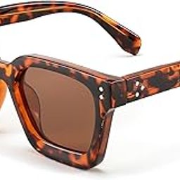 Sunglasses Men Women Polarized, Chunky Square Thick Frame, Rectangle UV400 Shade Sun Glasses E1103-image-63