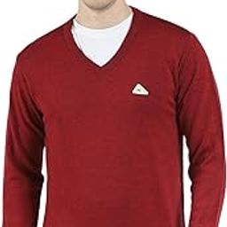 Men's Wool Full Sleeves Sweater | V-Neck | Regular Fit| Solid Pattern |Warm & Stylish Pullover Cardigan for Men Wine XL (Pack of 1)-image-64