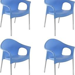 Nilkamal Plastic Chair for cafe with Arm | Set of 4| 3 Year Warranty | For Home, Living Room, Outdoor| Blue Colour| NS09SS-image-87