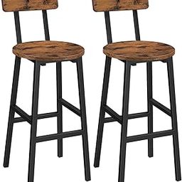Priti Bar Stools, Set of 2 Round Bar Chairs, 24.4 Inches Bar Stools with Back, Breakfast Bar Chairs with Footrest, Counter Bar Stools, for Dining Room, Kitchen, Bar, Rustic Brown-16