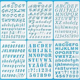 SOOKOO 6 PCS Drawing Painting Stencils Scale Template sets, Alphabet Letter Drawing Painting Stencils Scale Template for Scrapbooking, Card and Craft Projects-26