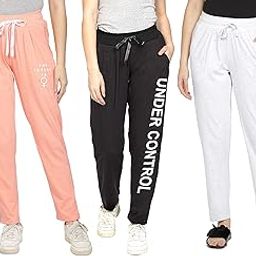 Women Cotton Slogan Printed Pyjamas | Lounge Pants - Pack of 3-image-33