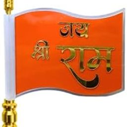 DASHDYNAMO Jai Shree Ram 3D Curve Design Car Bonnet Flag Gold Plated Metal Rod, 1 Clamps-22