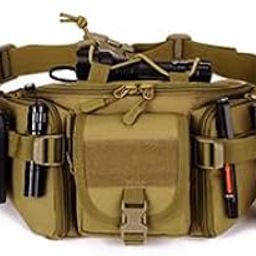 Outdoor Unisex Waist Bag Tactical Military Waist Pack Chest Bag Pouch, 35 x 17 x 4 cm (Brown)-image-27