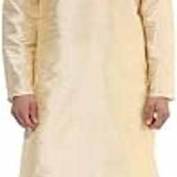 Men's Kurta Churidar Set, Beige Cotton Blend, Self Design Regular Fit Mandarin Collar Long Sleeves-23