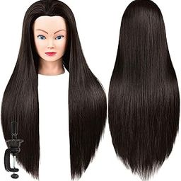 Paradise® Synthetic Hair Dummy For Hairs Styling Practice/Cutting Long Length Approx 30 Inch (Fore head to back Hair End) (Free Clamp Stand) (Black)-image-82