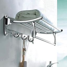 Stainless Steel Folding Towel Rack for Bathroom/Towel Stand/Hanger/Bathroom Accessories(18 Inch-Chrome) Pack of 8-image-21