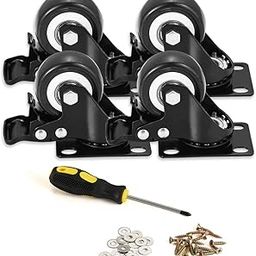 BOSGEOT 2" Caster Wheels, Heavy Duty Casters with Brake Set of 4, Locking Casters with 360 Degree No Noise Polyurethane (PU) Wheels, Swivel Plate Castors Pack of 4-image-23