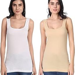 Women's Regular Fit Sleeveless Cotton Long Camisole Slip Spaghetti Combo Pack of 2-picture-39