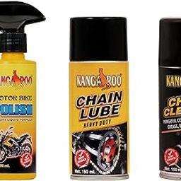 Kangaroo® Chain Lube (150 Ml) and Chain Cleaner (150 Ml) and Motorbike Spray (200Ml) with Black Foam-20