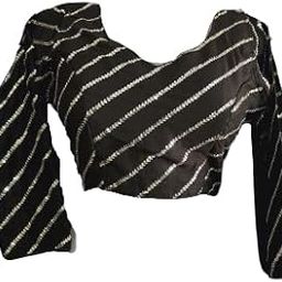 Lehriya Style Blouse for Women | Vichitra Silk | Long Sleeves | Multicolour |Freesize-image-1