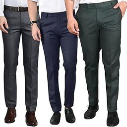 Men's Regular Fit Poly Cotton Trousers (PREMIUM BLU-GRY-GRN-28_Grey, Cobalt Blue, Military Green_28)-picture-10