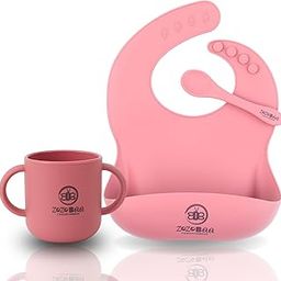 ZoZoBaa Silicone Baby Bib with Two Handles Drinking Open Cup & Spoon | Multipurpose Tiny Cups for Infant's First Stage Training | Bpa-Free, Unbreakable Cup for Toddlers,Pack of 3, (Dark Red)-6