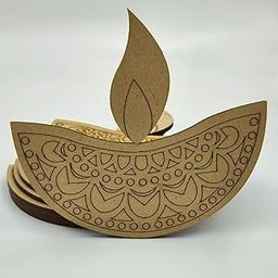 Haoser 12 Pcs Wooden Diya Cutouts for Diwali Decoration – DIY MDF Diya Shapes for Crafts, Painting, Rangoli Borders, Home Decor – 4 Designs, 3 Each, Easy to Colour, No Holes-image-69