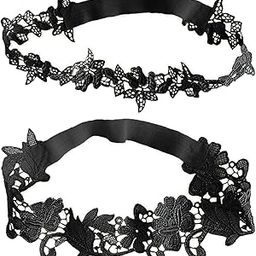 2x Bridal Wedding Garters Flower Lace Garter Belt Women Thigh Rings Black | Garters | Bridal Accessories-image-63