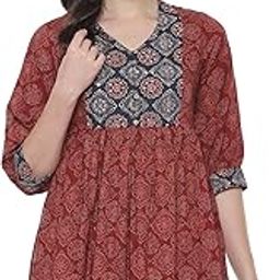 Women Cotton Flared Printed Short Kurti-image-36