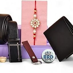 ascension Rakhi Gift for Brother Black Men's Leather Wallet, Belt,Keychain and Rakhi Wallet Combo Gift Set for Bhaiya Bhai Rakhi Combo Gift Box for Brother leather Kit-image-24
