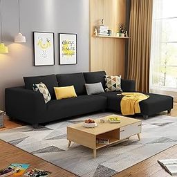 Casaliving Minta RHS 4 Seater L Shape Sofa Set for Living Room (Black Fabric) Premium Fabric Sofa & Premium Look-image-51