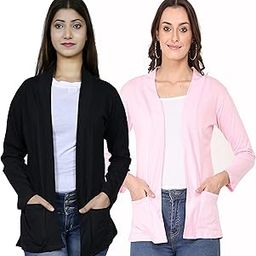 Women Pocket Shrug Pack of Two(Black,BabyPink)-image-85