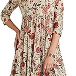 Women's Fit and Flare Ankle Length Cotton Flared Printed Dress-image-94