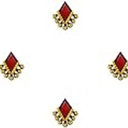 Comet Busters Diamond Shaped Red Bindi with Gold Beads (BIN904)(6mm)-53