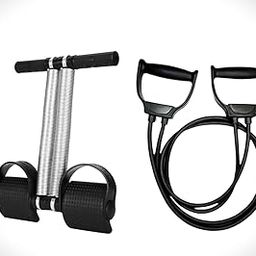 FITFUEL Tummy Trimmer Exercise Equipment with double toning tube Resistance Band Set, Black-image-42