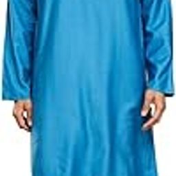 Men Viscose Silk Blue Solid Chinese Collar Slim Fit Kurtas-3