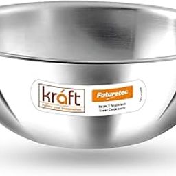 Kraft Futuretec Triply Stainless Steel Cookware Tasla - 0.9 Litre (16 cm), 2.5mm Thick Extra Deep Tri ply Tasla, Kadai for Cooking, Heavy Induction Base Kadai - 5 Year Warranty-1