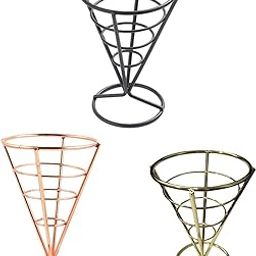 ATORSE® French Fries Stand Food Cone Stand Fashion Fry Holder for Picnic Buffet Cafe Black-image-72
