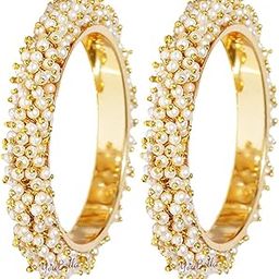 Jewellery for women Traditional Pearl Studded Gold Plated Bangles for Women and Girls-47