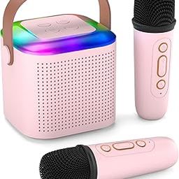 Tocexy Square Karaoke Speakker with Bluettooth 2 Mics Kids Singing Dynammic Lights | USB-C Rechargeabble Wirelless Portabble | Ages 3 to 9+ Girl Boy Kids Toddler (Sqquare Dual Mic)-2