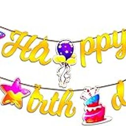 Propsicle Colorful Happy Birthday Banner Cursive Golden Letters Flags for Kids Party Decorations, Rainbow Colors Happy Birthday Sign Backdrop Hanging Decorations-image-56