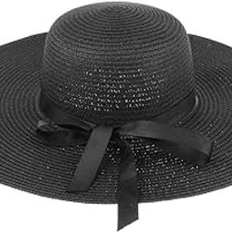LR Decor E-Shop Women's Summer Large Floppy Folding Wide Brim Cap Straw Beach Hat Black-image-62