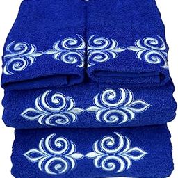 COMFIGIFTS 100% Cotton 4 Pc Towel Set – Brown Dark D1 – 2 Bath & 2 Hand Towels – 370 GSM – Lightweight, Absorbent, Embroidered DesignTOWEL_Set_Designer_P_RBD1-image-93