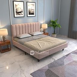 DRIFTINGWOOD Florina Solid Engineered Wood Low Height Queen Size Bed Without Storage | Wooden Double Bed | Low Floor/Rise/Level/Profile Cot Bedroom Furniture | Cream, Self Assembly (DIY)-image-1
