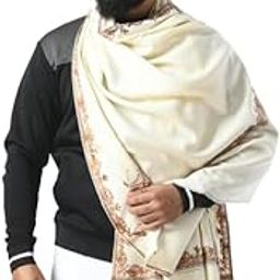 MANRA Mens Emboss Collection, Jacquard Shawl, with Silk Thread Needlework Embroidery for Gents-image-9